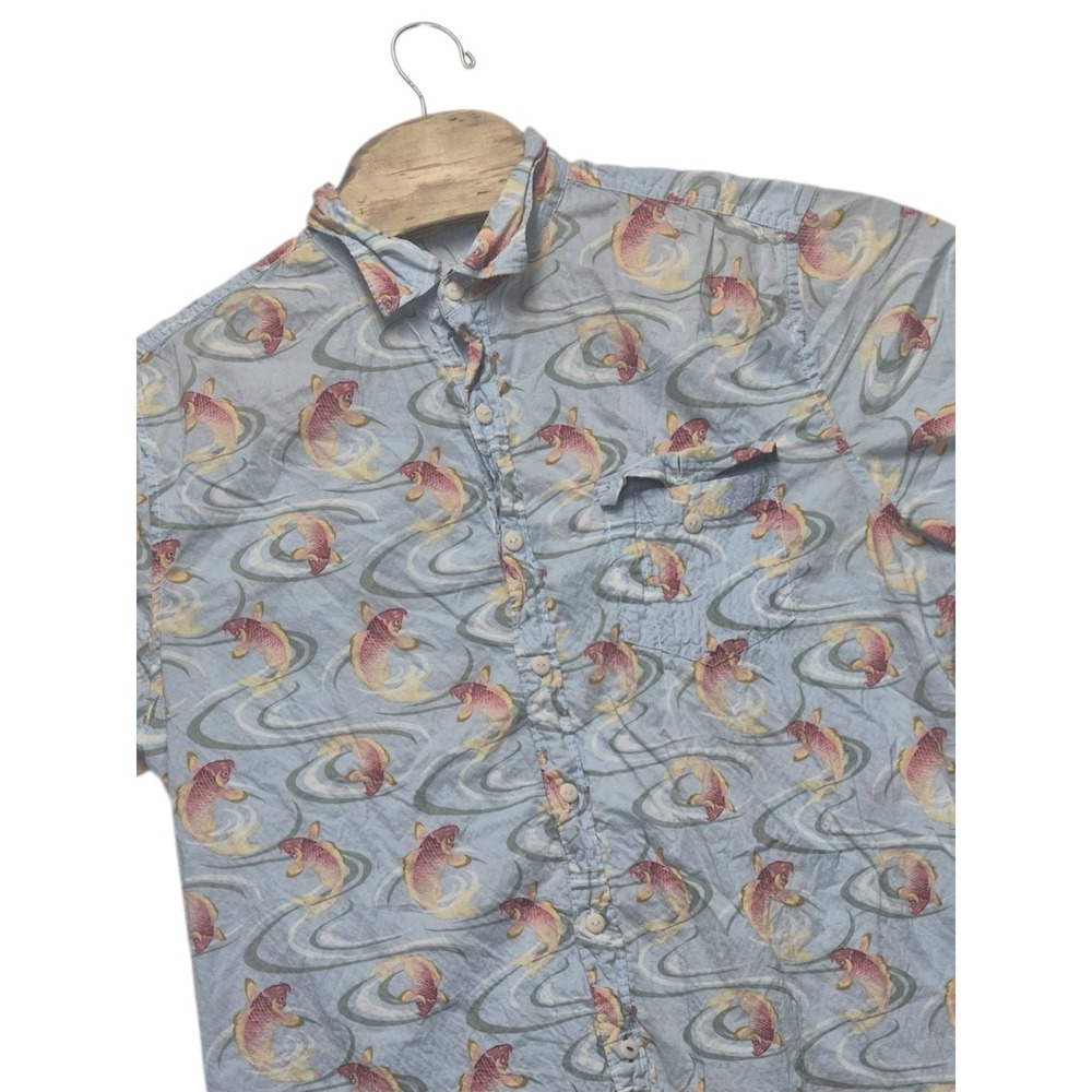 Tommy Bahama Camp Shirt Men's Size L Short Sleeve Summer Koi Fish